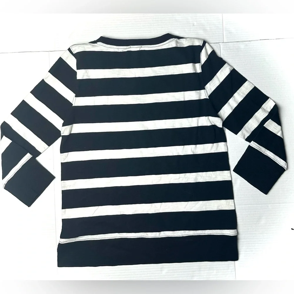 J Crew Sweater Womens Medium‎ Black Striped Long Sleeve Casual Workwear Sweater